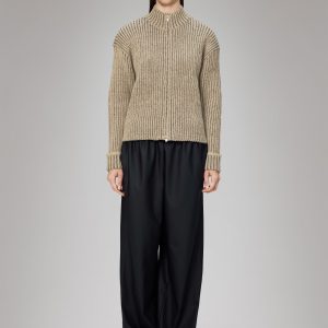 Sapa Knit W Zip Cardigan - Beige/Black