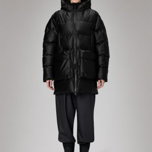 Alta Long Puffer Cargo Jacket - Black Grain